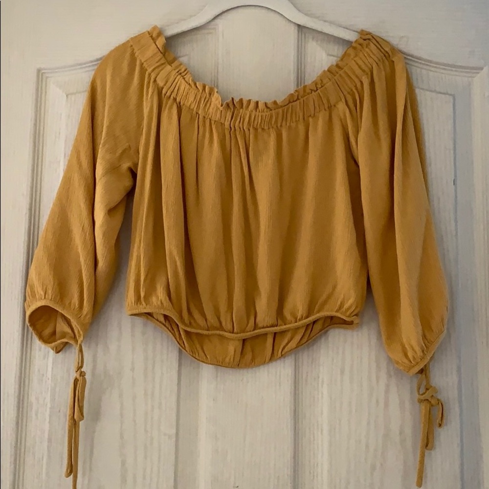 Mustard yellow long sleeve strapless top
